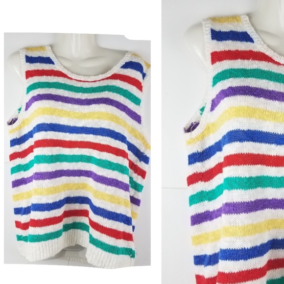 ESSEX FUNCTION TANK TOP STRIPED RAINBOW SZ L - Picture 1 of 8